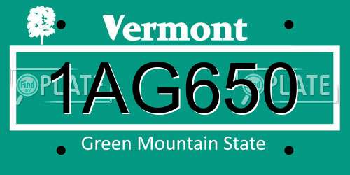 1AG650 Vermont License Plate