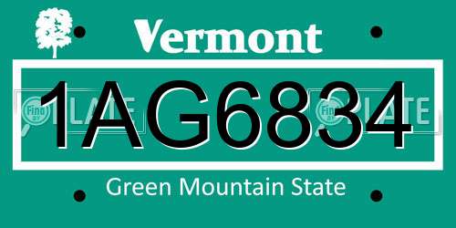 1AG6834 Vermont License Plate