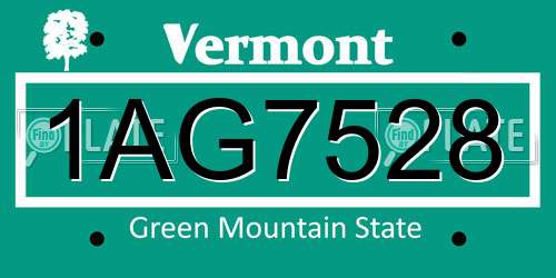 1AG7528 Vermont License Plate
