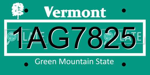 1AG7825 Vermont License Plate
