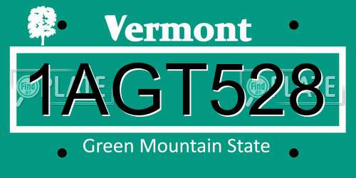 1AGT528 Vermont License Plate