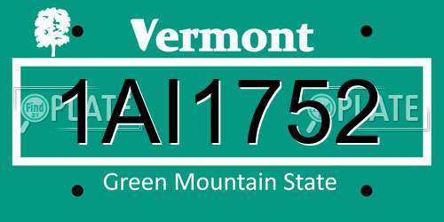1AI1752 Vermont License Plate