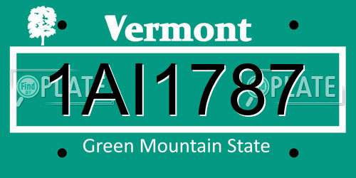 1AI1787 Vermont License Plate