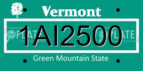 1AI2500 Vermont License Plate