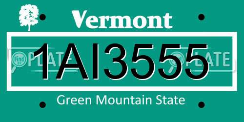 1AI3555 Vermont License Plate