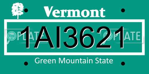 1AI3621 Vermont License Plate