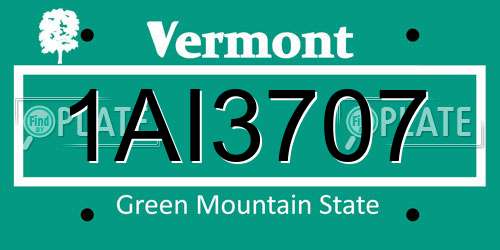 1AI3707 Vermont License Plate
