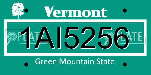 1AI5256 Vermont License Plate
