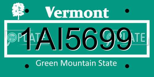 1AI5699 Vermont License Plate