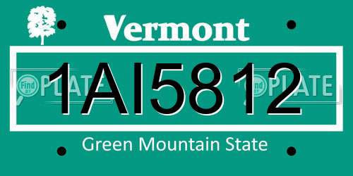 1AI5812 Vermont License Plate