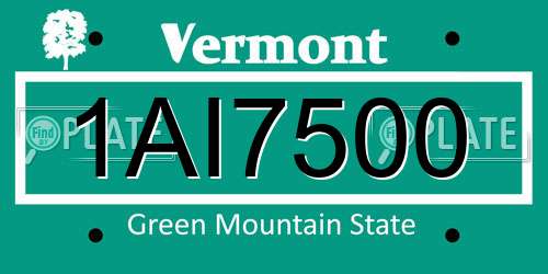 1AI7500 Vermont License Plate