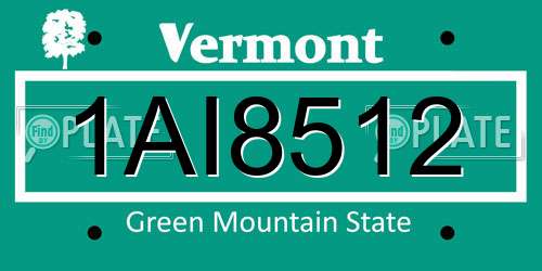 1AI8512 Vermont License Plate