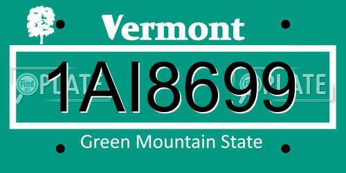1AI8699 Vermont License Plate