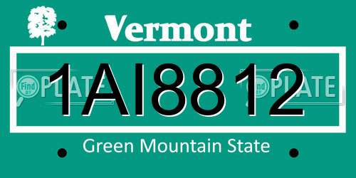 1AI8812 Vermont License Plate
