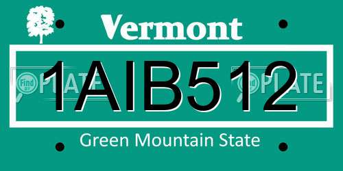 1AIB512 Vermont License Plate