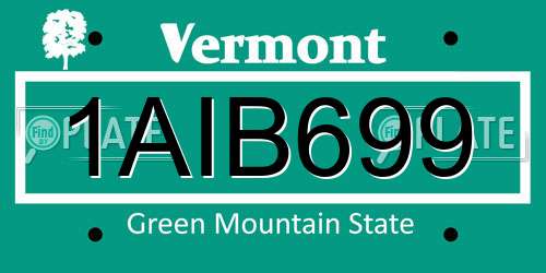 1AIB699 Vermont License Plate