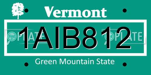 1AIB812 Vermont License Plate