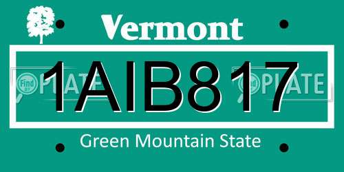 1AIB817 Vermont License Plate
