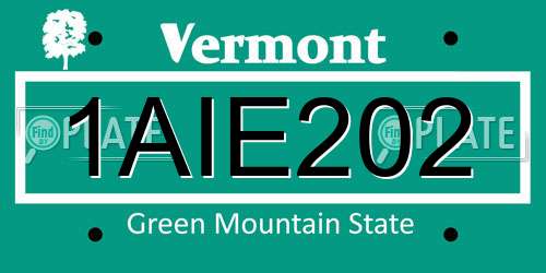 1AIE202 Vermont License Plate