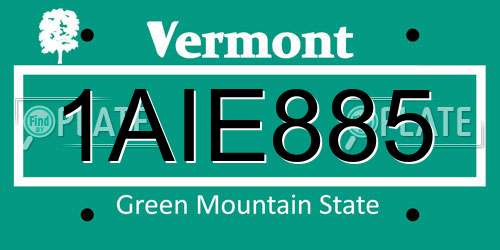 1AIE885 Vermont License Plate