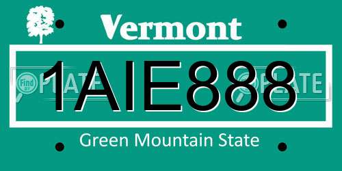 1AIE888 Vermont License Plate