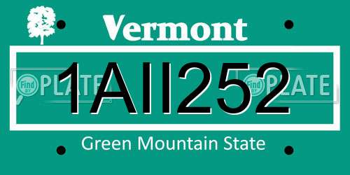 1AII252 Vermont License Plate
