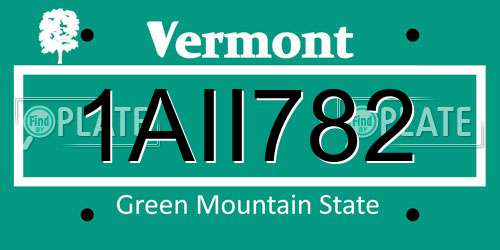 1AII782 Vermont License Plate