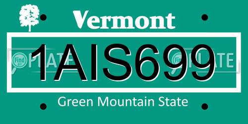 1AIS699 Vermont License Plate