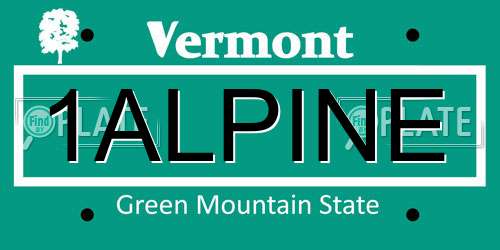 1ALPINE Vermont License Plate