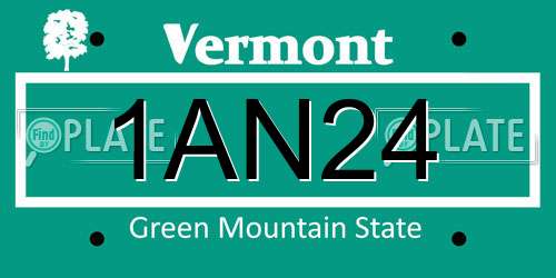 1AN24 Vermont License Plate