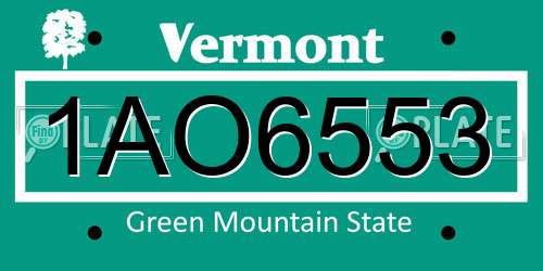 1AO6553 Vermont License Plate