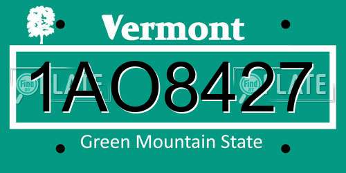 1AO8427 Vermont License Plate