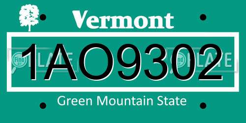 1AO9302 Vermont License Plate