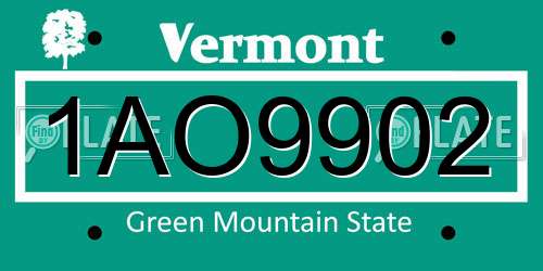 1AO9902 Vermont License Plate