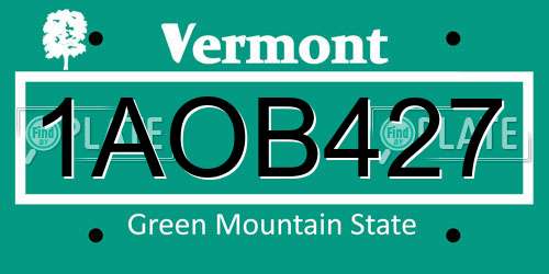 1AOB427 Vermont License Plate