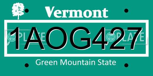 1AOG427 Vermont License Plate