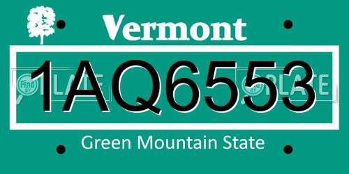 1AQ6553 Vermont License Plate