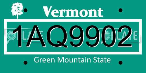 1AQ9902 Vermont License Plate