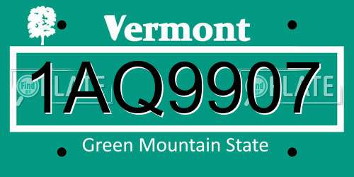 1AQ9907 Vermont License Plate
