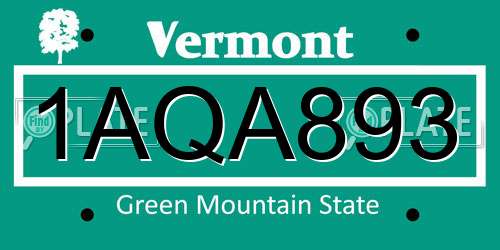 1AQA893 Vermont License Plate