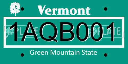 1AQB001 Vermont License Plate