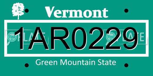 1AR0229 Vermont License Plate