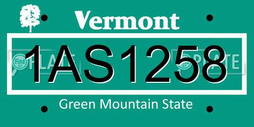 1AS1258 Vermont License Plate