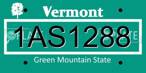 1AS1288 Vermont License Plate
