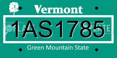 1AS1785 Vermont License Plate