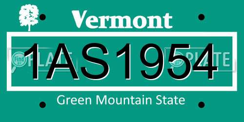 1AS1954 Vermont License Plate
