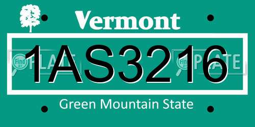 1AS3216 Vermont License Plate