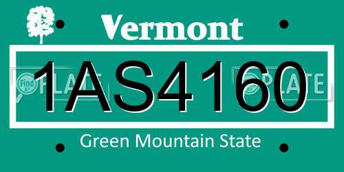 1AS4160 Vermont License Plate