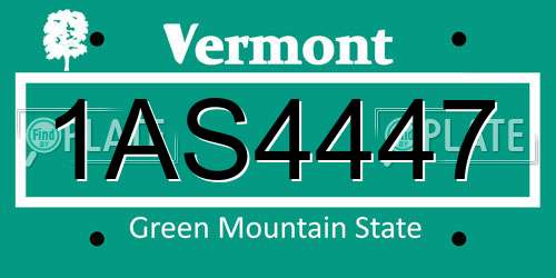 1AS4447 Vermont License Plate