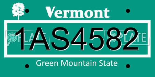1AS4582 Vermont License Plate
